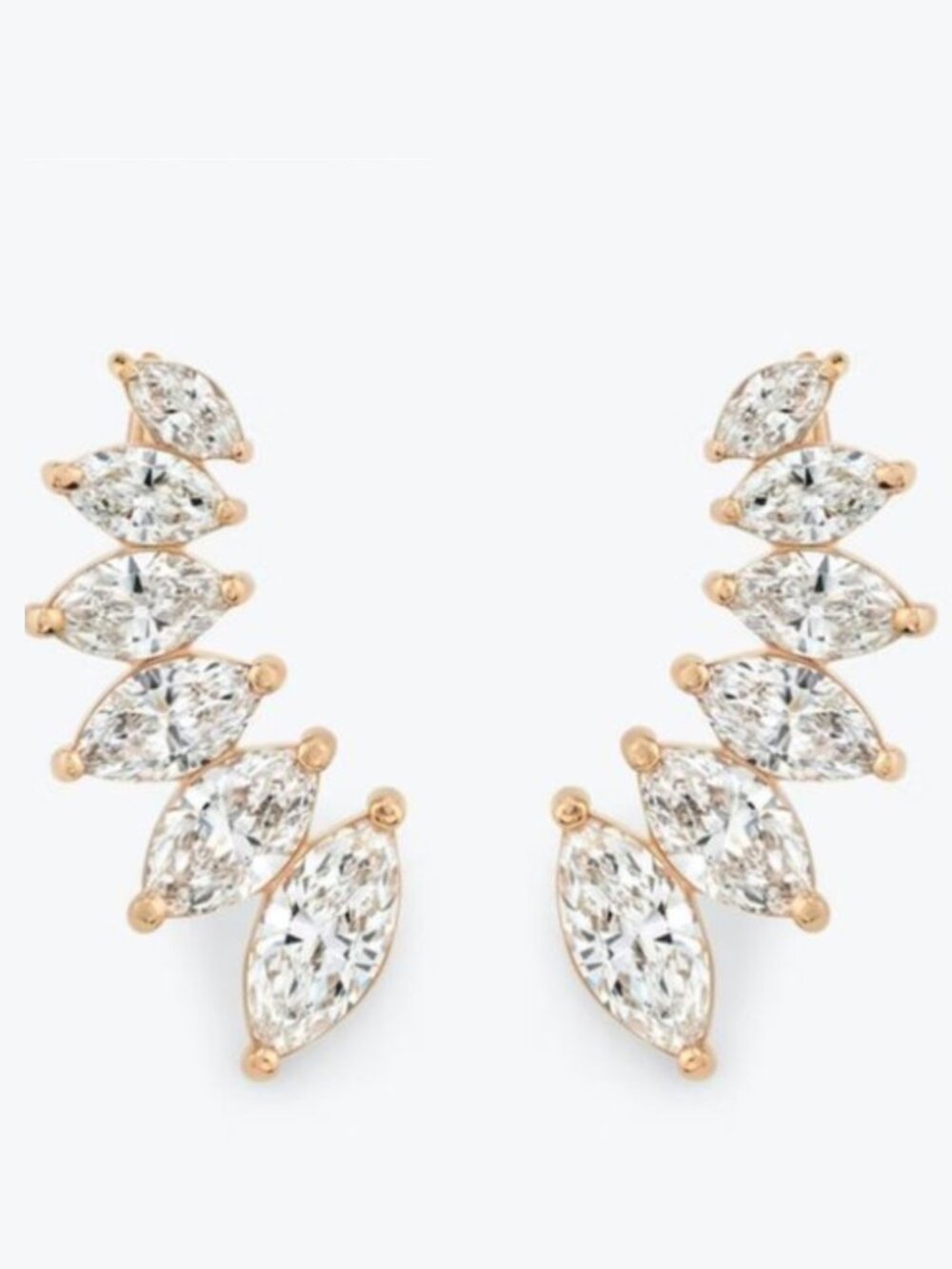 Marquise Diamond Vine 18K Yellow Gold Ear Climber Earrings